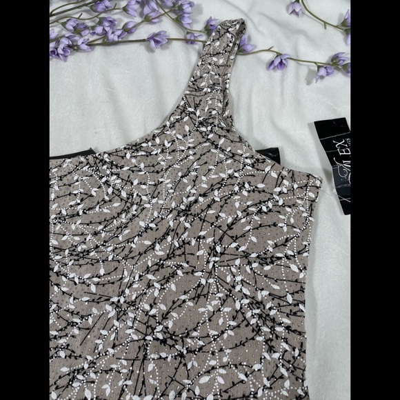 NWT Alex Evenings‎ [PETITE sz XLP ] Textural Glitter Print Tank Top in Beige - Picture 7 of 11